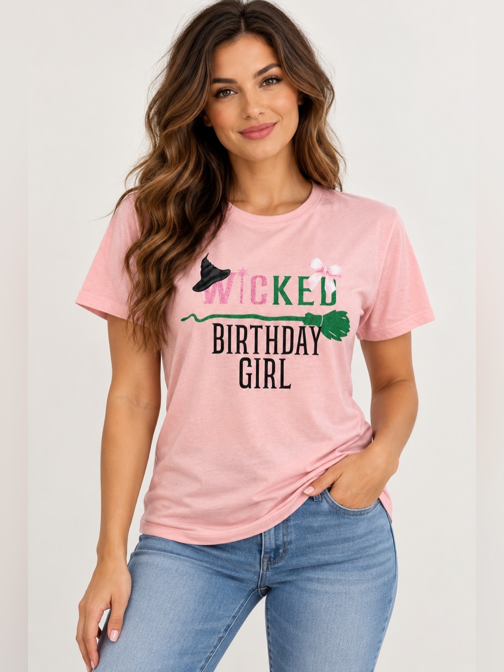 Pink "Wicked Birthday Girl" Graphic Tee for women
